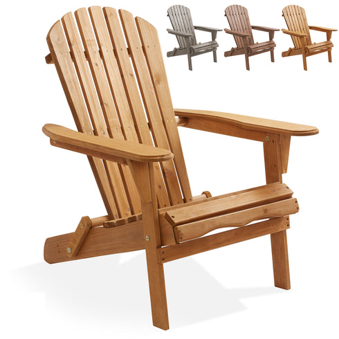 Folding Wooden Adirondack Chair - Pre-Assembled Backrest